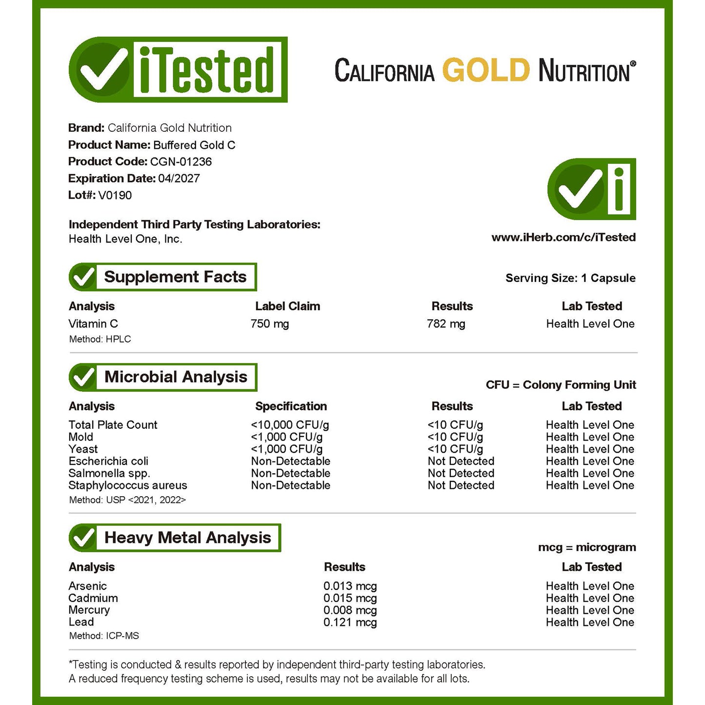 California Gold Nutrition, Buffered Gold C®, GOLD Standard Sodium Ascorbate (Vitamin C), 60 Veggie Capsules