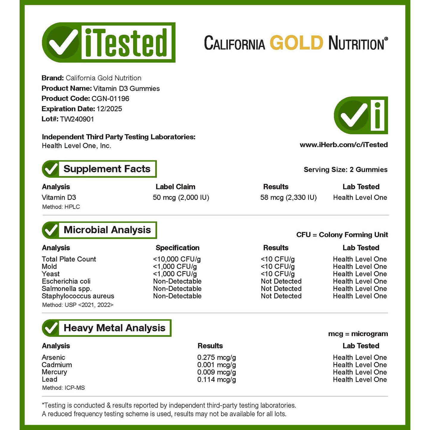 California Gold Nutrition, Vitamin D3 Gummies, Lemon, Orange, & Strawberry, 50 mcg (2,000 IU), 90 Gummies (25 mcg (1,000 IU per Gummy))