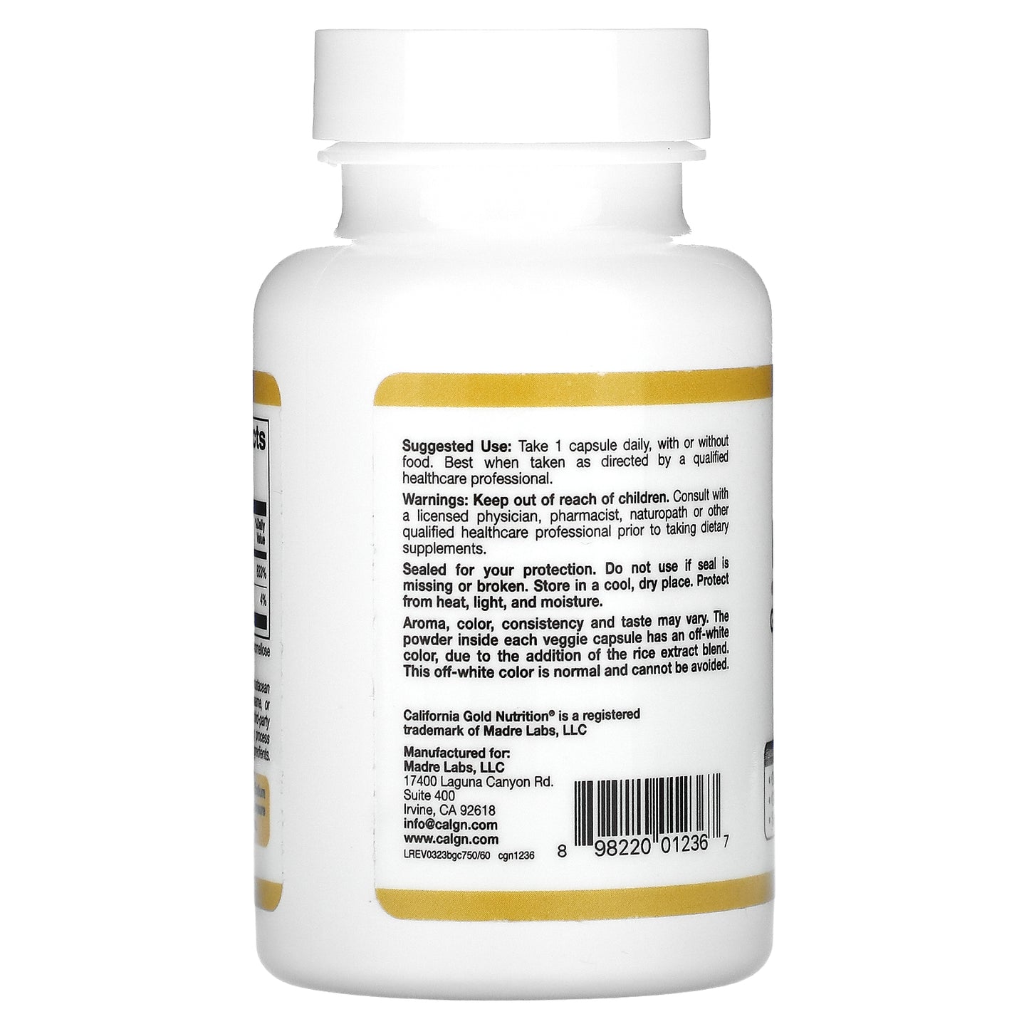 California Gold Nutrition, Buffered Gold C®, GOLD Standard Sodium Ascorbate (Vitamin C), 60 Veggie Capsules