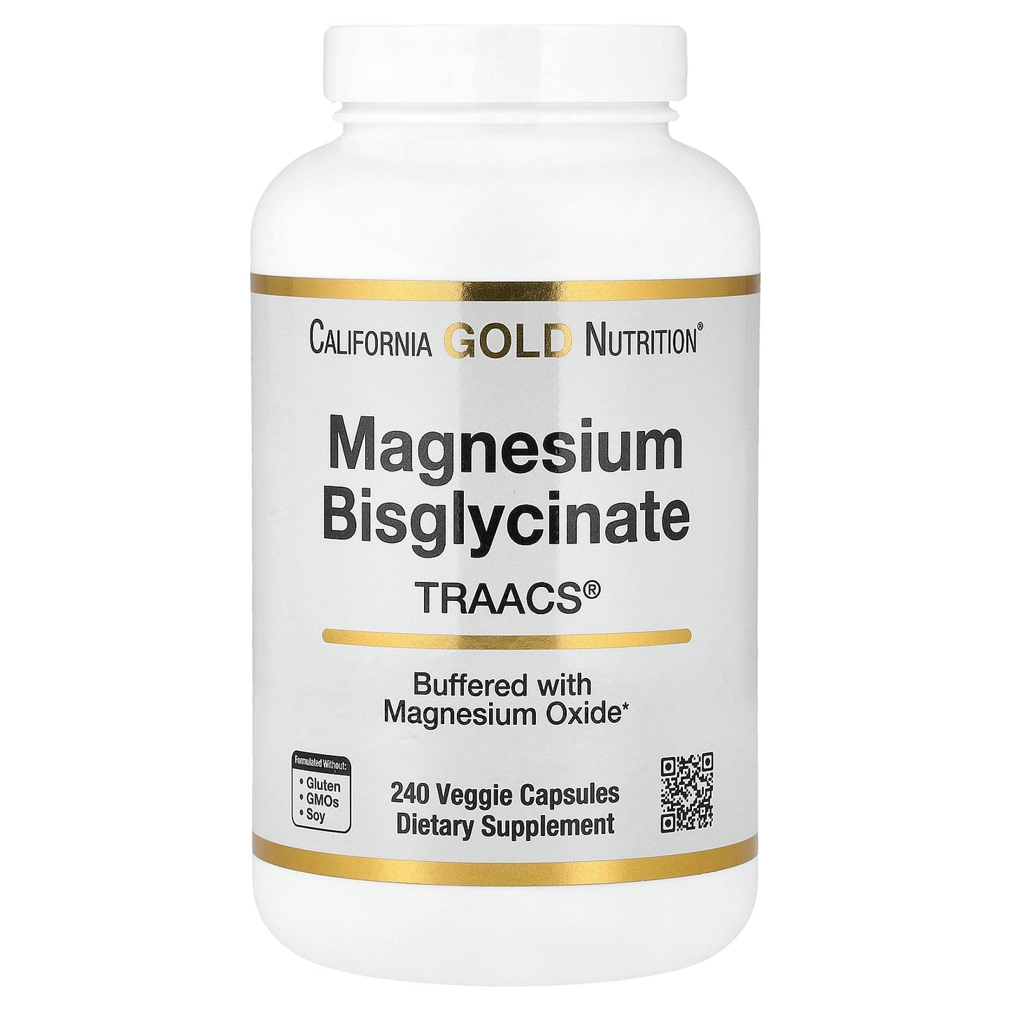 California Gold Nutrition, Magnesium Bisglycinate Chelate, Albion TRAACS®, 240 Veggie Capsules (100 mg per Capsule)