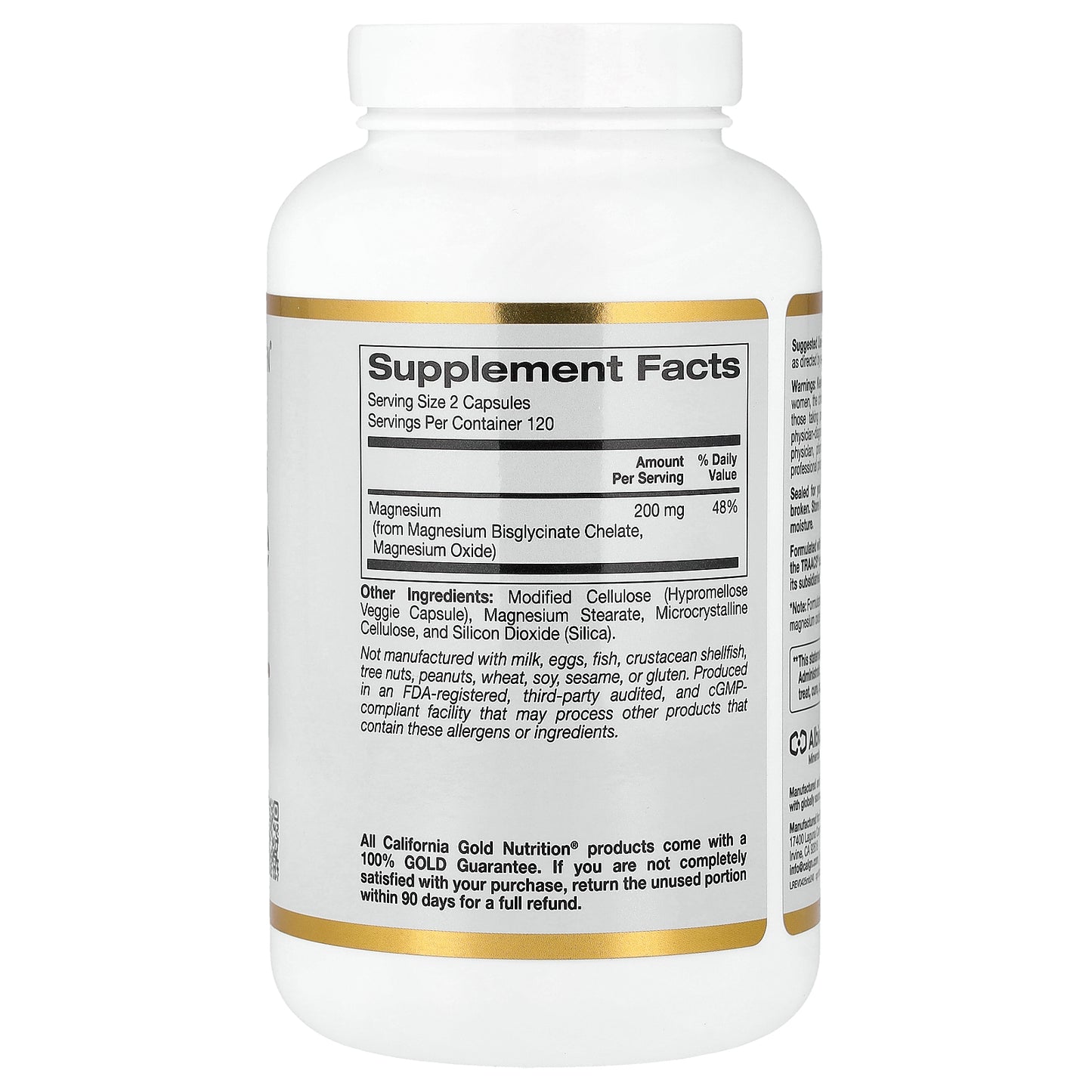 California Gold Nutrition, Magnesium Bisglycinate Chelate, Albion TRAACS®, 240 Veggie Capsules (100 mg per Capsule)