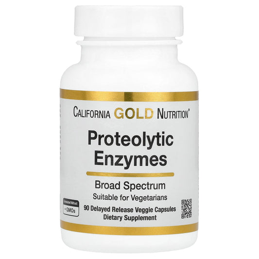California Gold Nutrition, Proteolytic Enzymes with Fruit Derived Enzyme Blend, Rutin, Pancreatin Alternative Blend and Serratiopeptidase, 90 Delayed Release Veggie Capsules