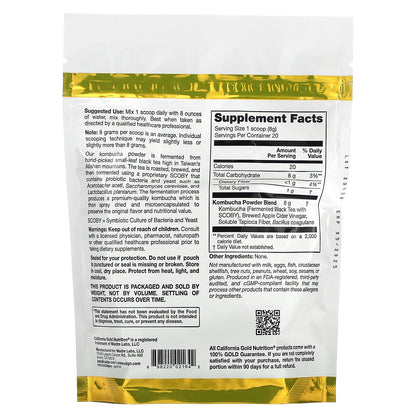 California Gold Nutrition, Superfoods, Kombucha Powder with Kombucha, Brewed Apple Cider Vinegar and Soluble Tapioca Fiber Plus Probiotics, 5.64 oz (160 g)