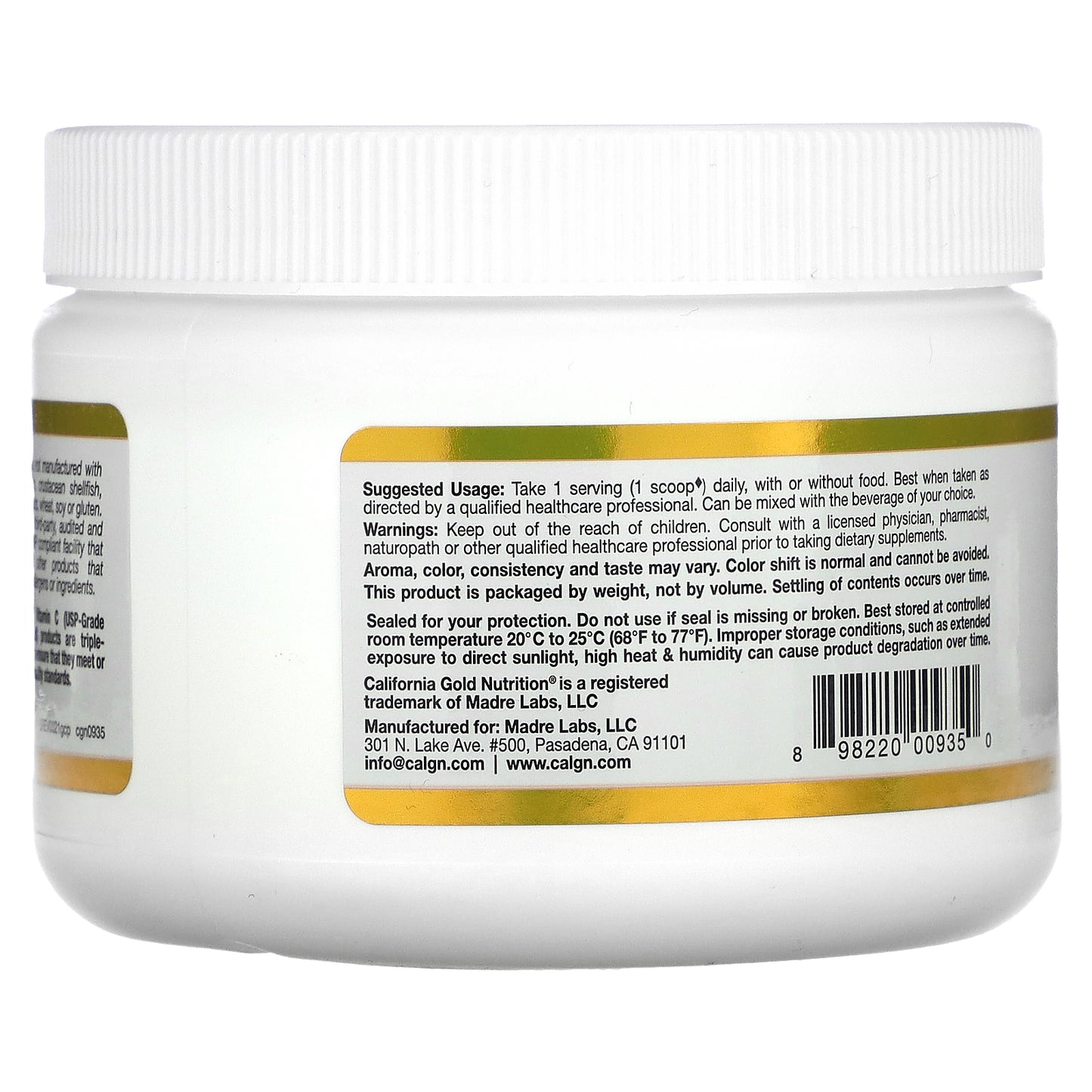 California Gold Nutrition, Gold C® Powder, USP Grade Vitamin C, 1,000 mg, 8.81 oz (250 g)