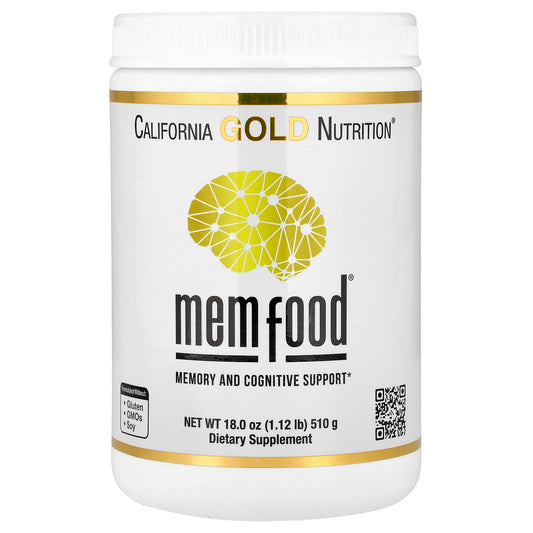 California Gold Nutrition, MEM Food®, Memory & Cognitive Support with MEM Blend, L-Serine, Organic Lion's Mane and Blueberry Juice Powder, 1.12 lb (510 g)