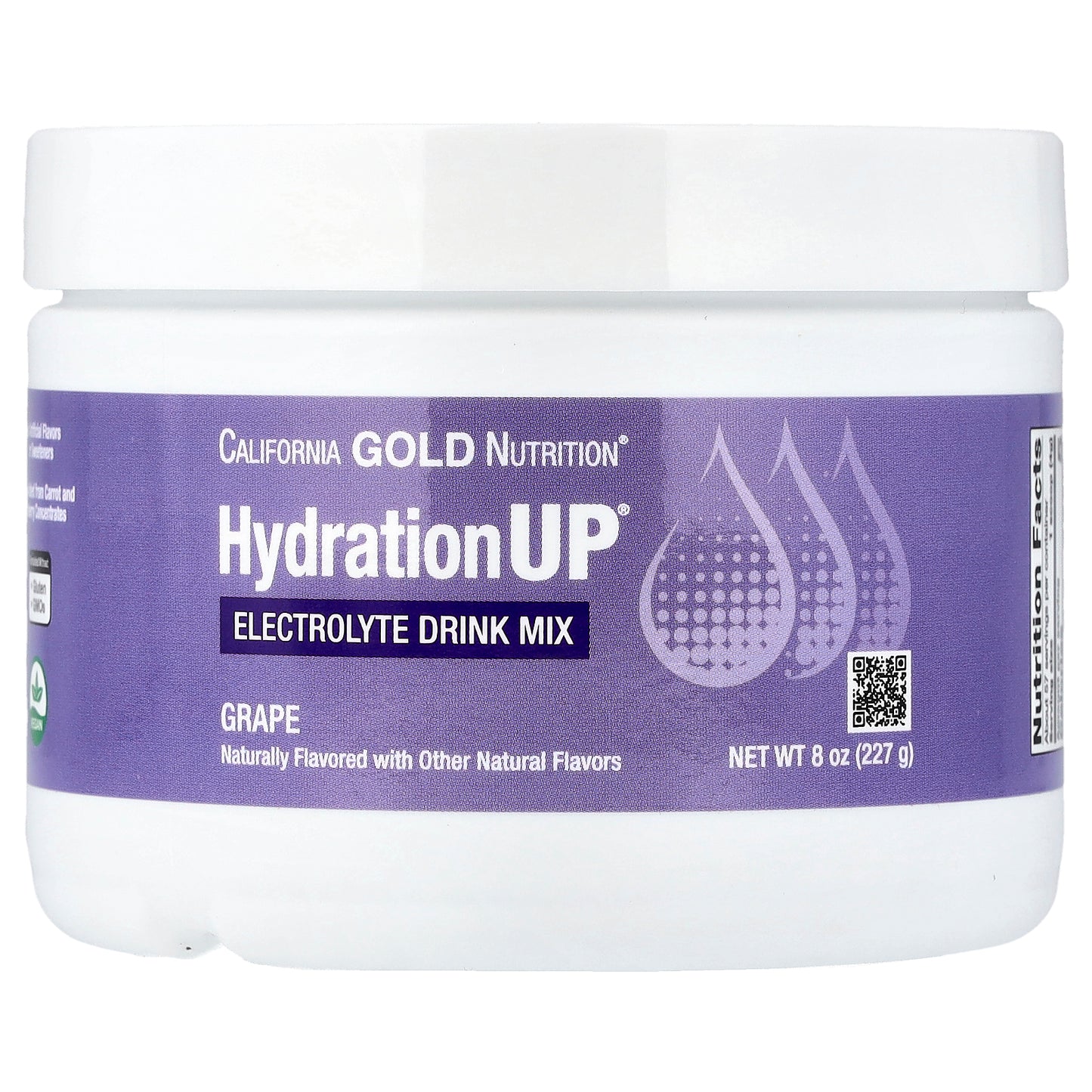 California Gold Nutrition, HydrationUP®, Electrolyte Drink Mix with Calcium, Potassium, Vitamin C, and Vitamin E, Grape, 8 oz (227 g)