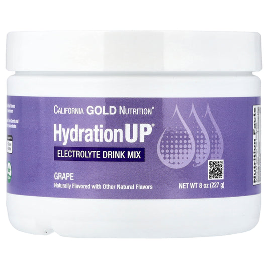 California Gold Nutrition, HydrationUP®, Electrolyte Drink Mix with Calcium, Potassium, Vitamin C, and Vitamin E, Grape, 8 oz (227 g)