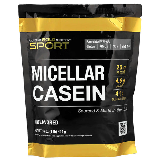 California Gold Nutrition, Sport, Micellar Casein, Unflavored, Slow Absorption, 16 oz (454 g)