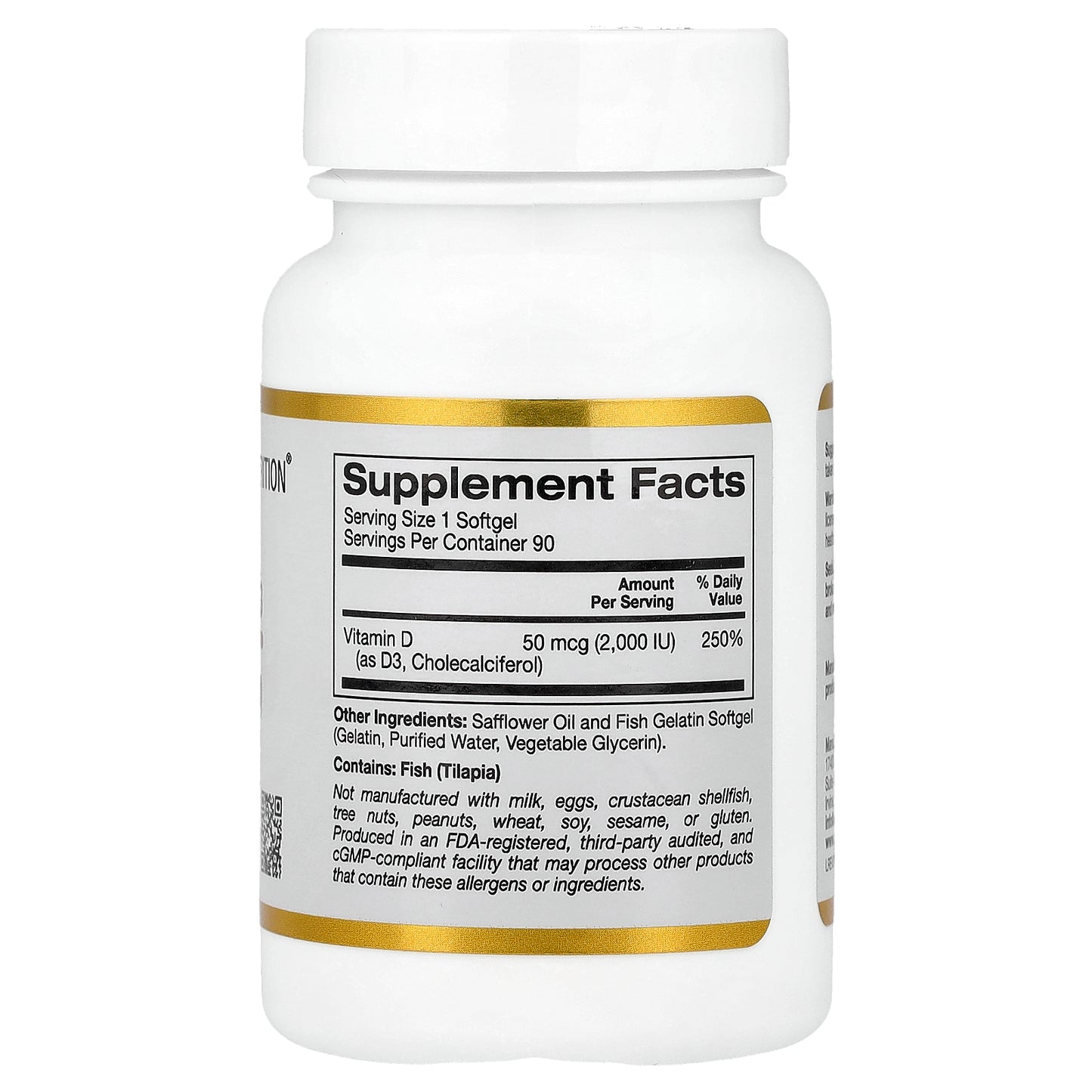 California Gold Nutrition, Vitamin D3, 50 mcg (2,000 IU), 90 Fish Gelatin Softgels
