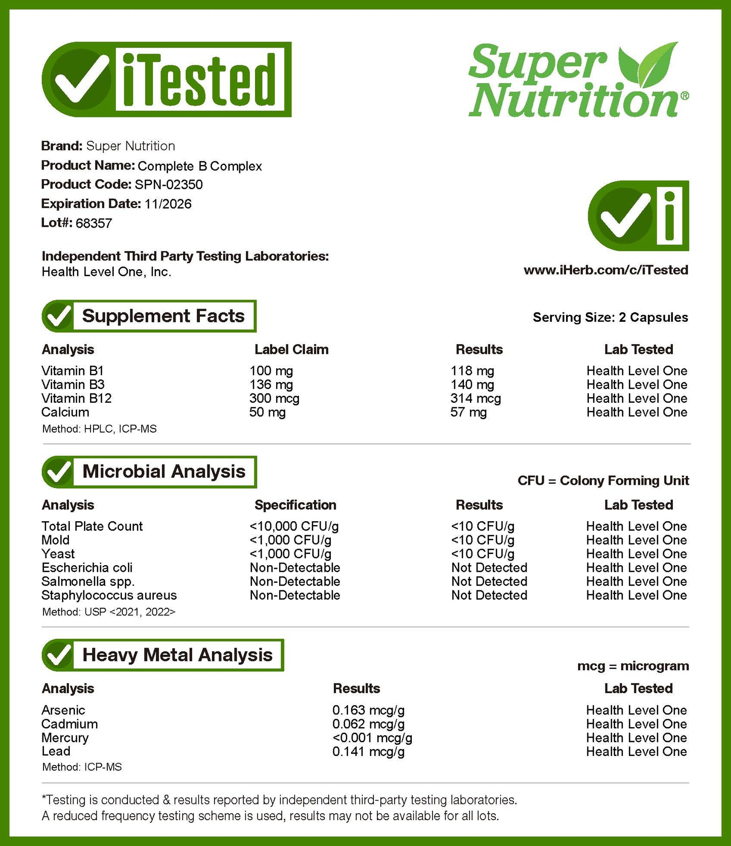 Super Nutrition, Complete B Complex with L-Methylfolate and Methylcobalamin B12, 180 Veggie Capsules