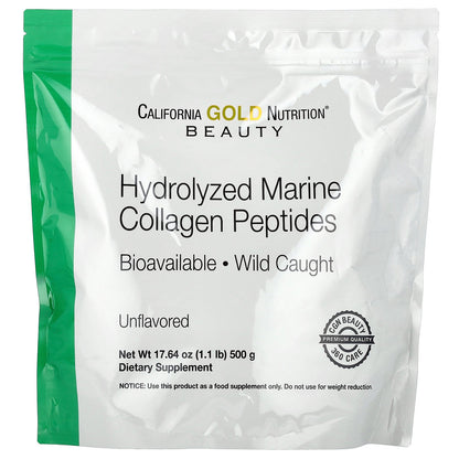 California Gold Nutrition, Hydrolyzed Marine Collagen Peptides, Unflavored, 1.1 lb (500 g)