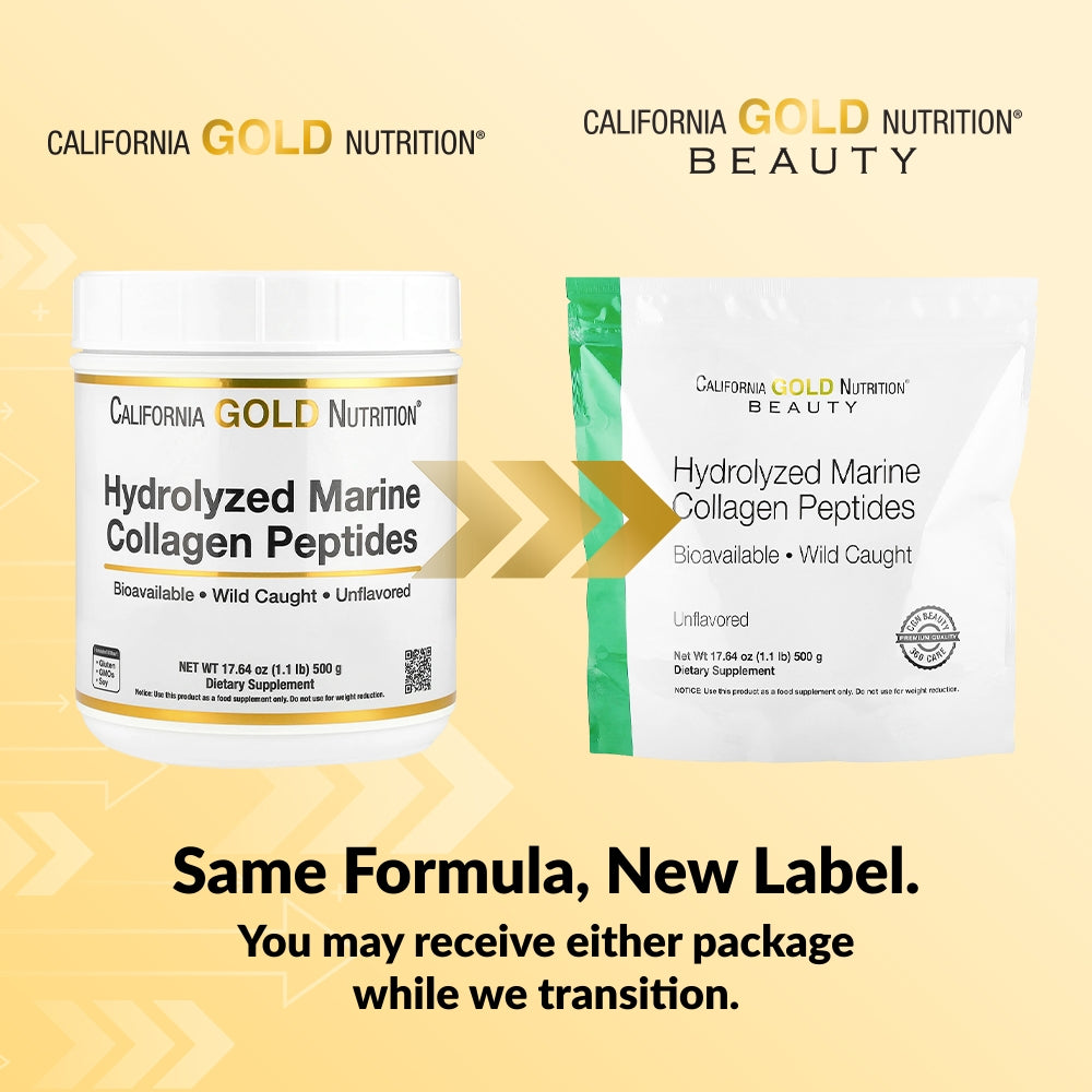 California Gold Nutrition, Hydrolyzed Marine Collagen Peptides, Unflavored, 1.1 lb (500 g)