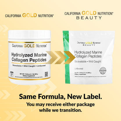 California Gold Nutrition, Hydrolyzed Marine Collagen Peptides, Unflavored, 1.1 lb (500 g)