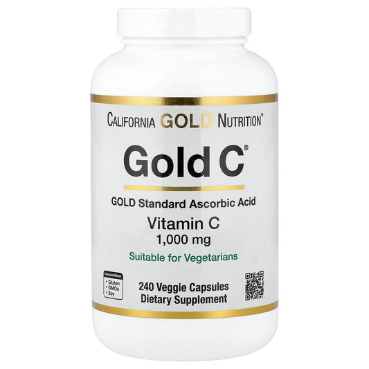 California Gold Nutrition, Gold C®, USP Grade Vitamin C, 1,000 mg, 240 Veggie Capsules