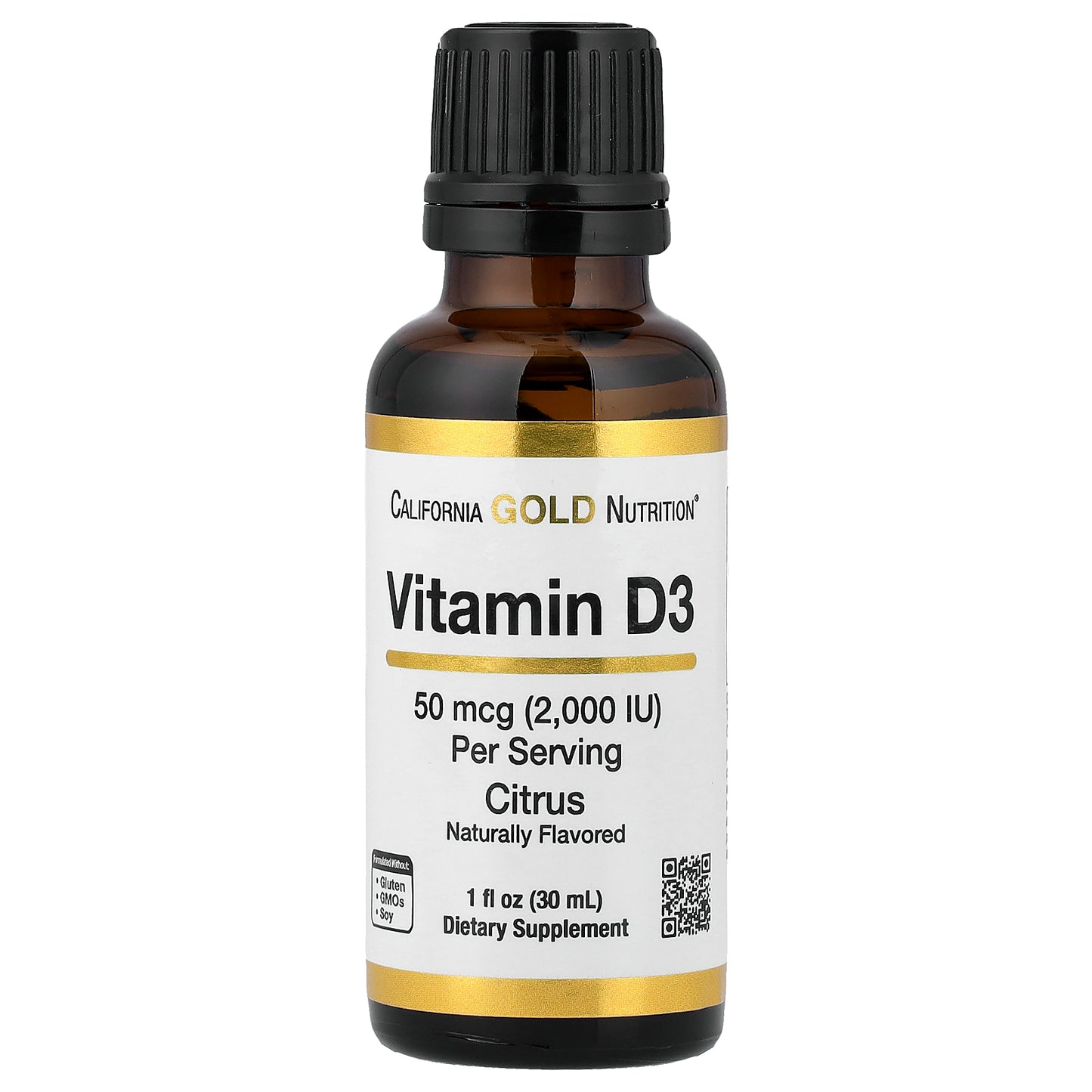 California Gold Nutrition, Vitamin D3, Citrus, 50 mcg (2,000 IU), 1 fl oz (30 ml)