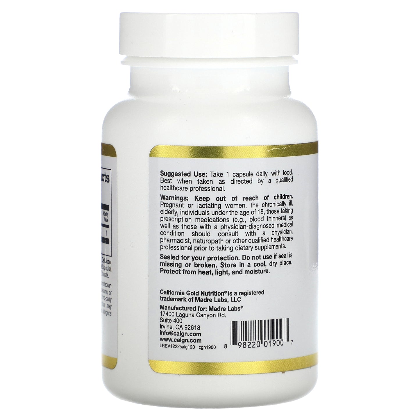 California Gold Nutrition, S-Acetyl L-Glutathione, 100 mg, 120 Veggie Capsules