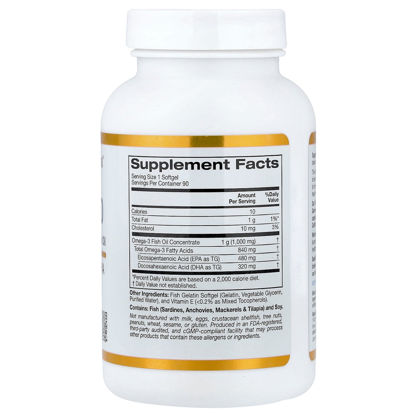 California Gold Nutrition, Omega 800 Ultra-Concentrated Omega-3 Fish Oil, kd-pur Triglyceride Form, 90 Fish Gelatin Softgels (1,000 mg per Softgel)