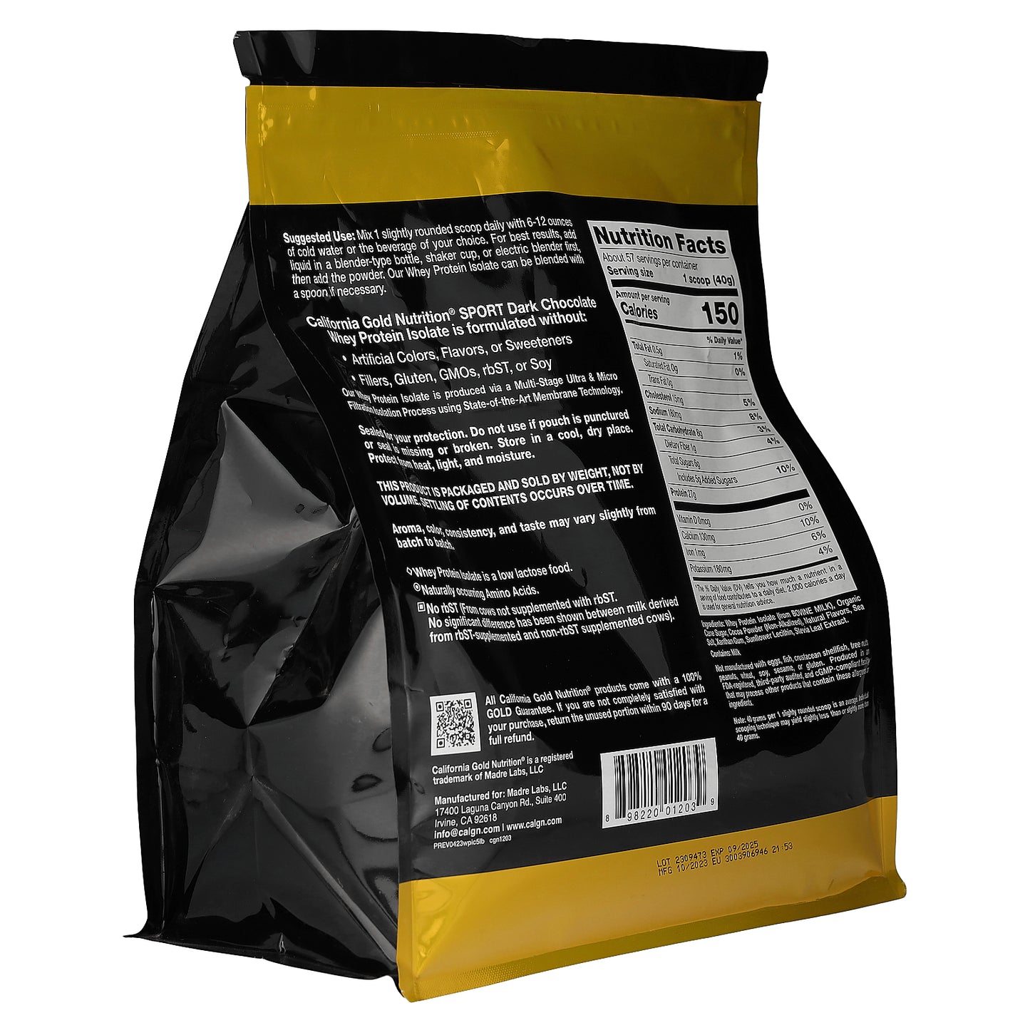California Gold Nutrition, Sport, Whey Protein Isolate, Dark Chocolate, 5 lb (2.27 kg)
