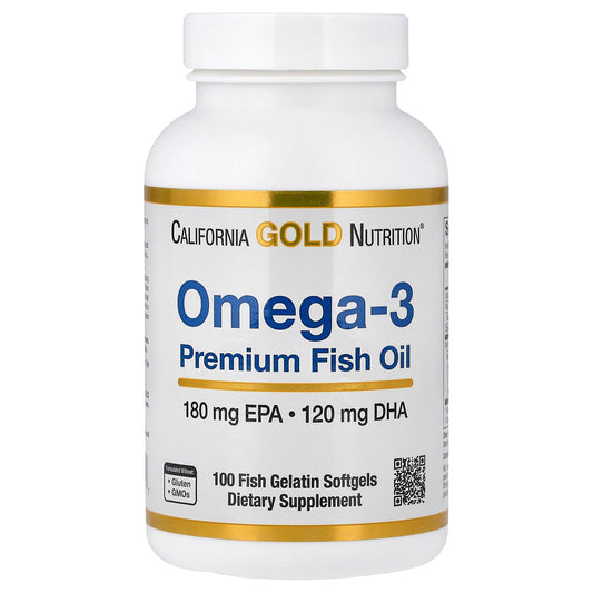 California Gold Nutrition, Omega-3 Premium Fish Oil, 100 Fish Gelatin Softgels (1,100 mg per Softgel)