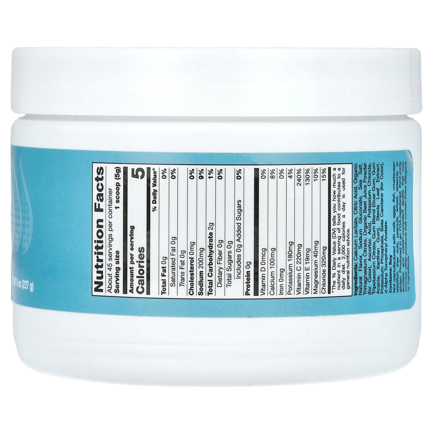 California Gold Nutrition, HydrationUP®, Electrolyte Drink Mix with Calcium, Potassium, Vitamin C, and Vitamin E, Tropical, 8 oz (227 g)