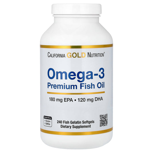 California Gold Nutrition, Omega-3, Premium Fish Oil, 240 Fish Gelatin Softgels