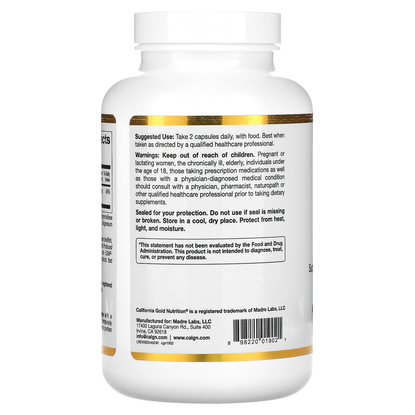 California Gold Nutrition, Magnesium Bisglycinate Chelate, Albion TRAACS®, 240 Veggie Capsules (100 mg per Capsule)