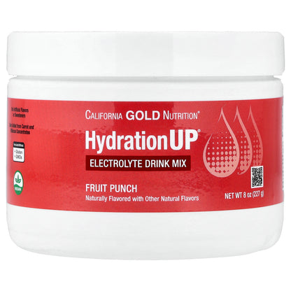 California Gold Nutrition, HydrationUP®, Electrolyte Drink Mix with Calcium, Potassium, Vitamin C, and Vitamin E, Fruit Punch, 8 oz (227 g)