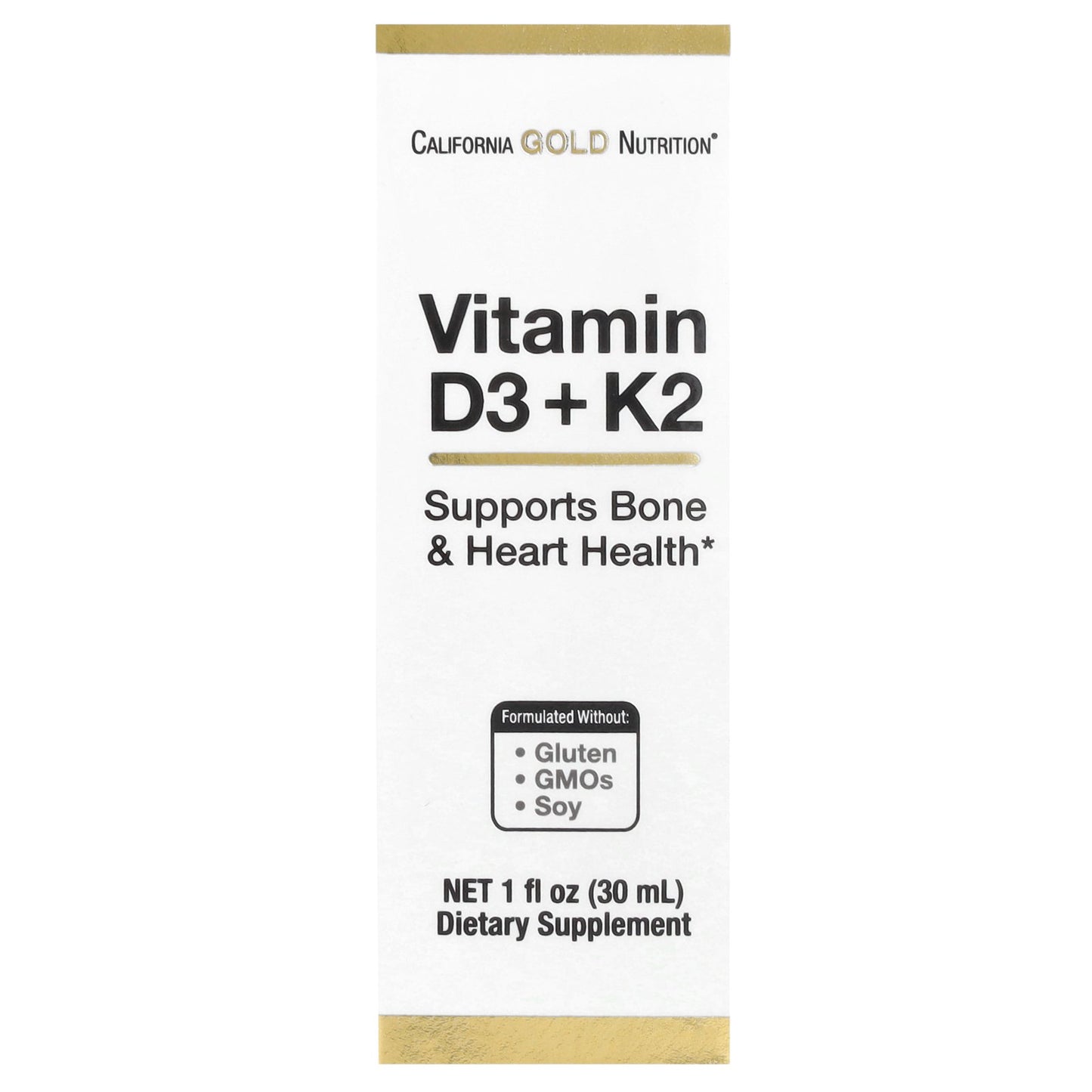 California Gold Nutrition, Vitamin D3 + K2 as MK4, 25 mcg (1,000 IU), 1 fl oz (30 ml)