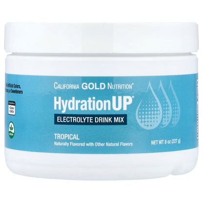 California Gold Nutrition, HydrationUP®, Electrolyte Drink Mix with Calcium, Potassium, Vitamin C, and Vitamin E, Tropical, 8 oz (227 g)