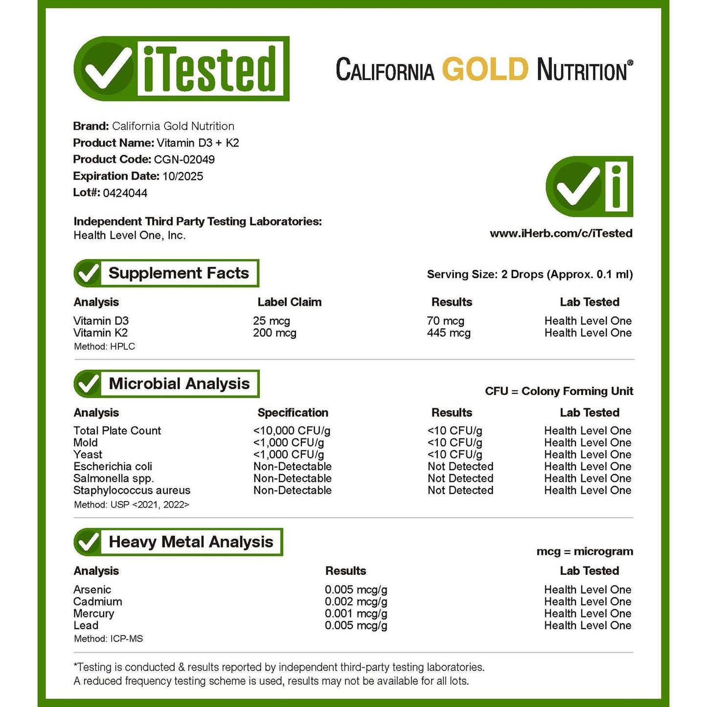 California Gold Nutrition, Vitamin D3 + K2 as MK4, 25 mcg (1,000 IU), 1 fl oz (30 ml)