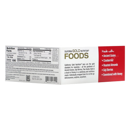 California Gold Nutrition, Foods, Cranberry & Almond Chewy Granola Bars, 12 Bars, 1.4 oz (40 g) Each