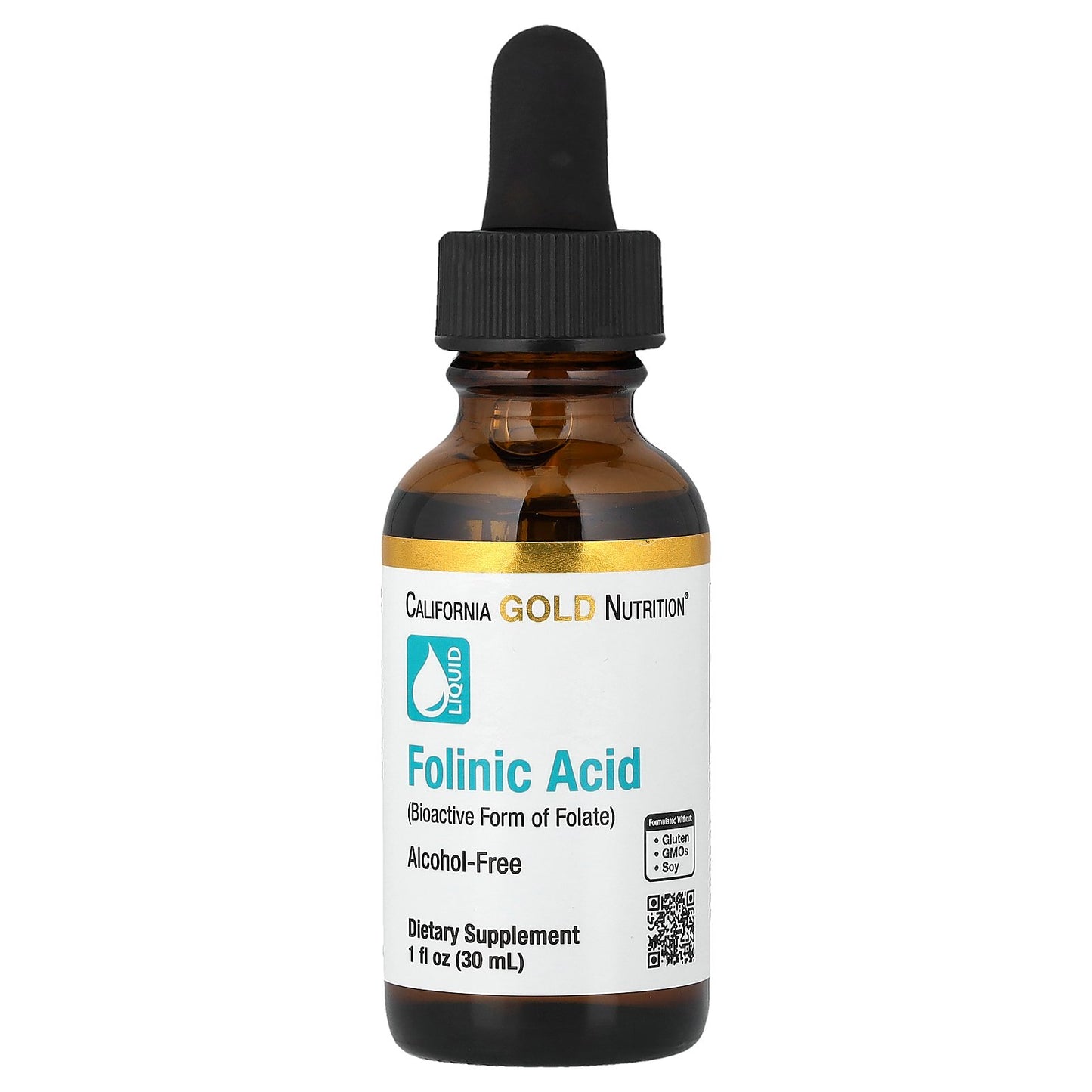 California Gold Nutrition, Folinic Acid, Alcohol Free, 1 fl oz (30 ml)