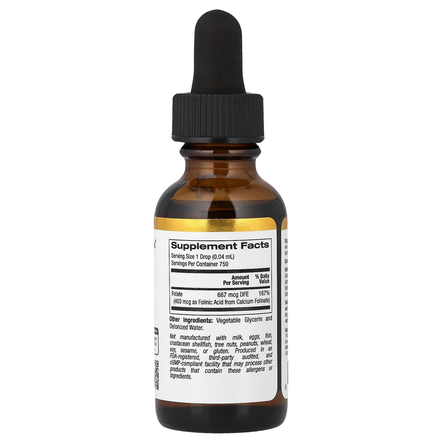 California Gold Nutrition, Folinic Acid, Alcohol Free, 1 fl oz (30 ml)