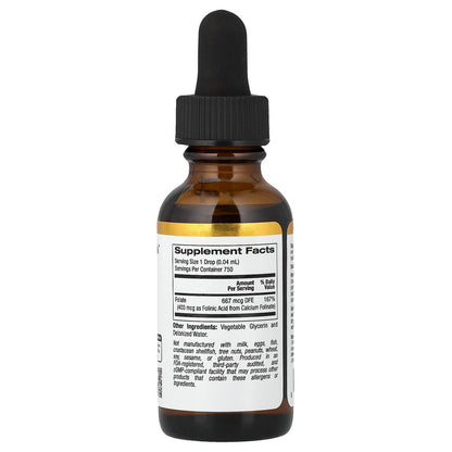 California Gold Nutrition, Folinic Acid, Alcohol Free, 1 fl oz (30 ml)
