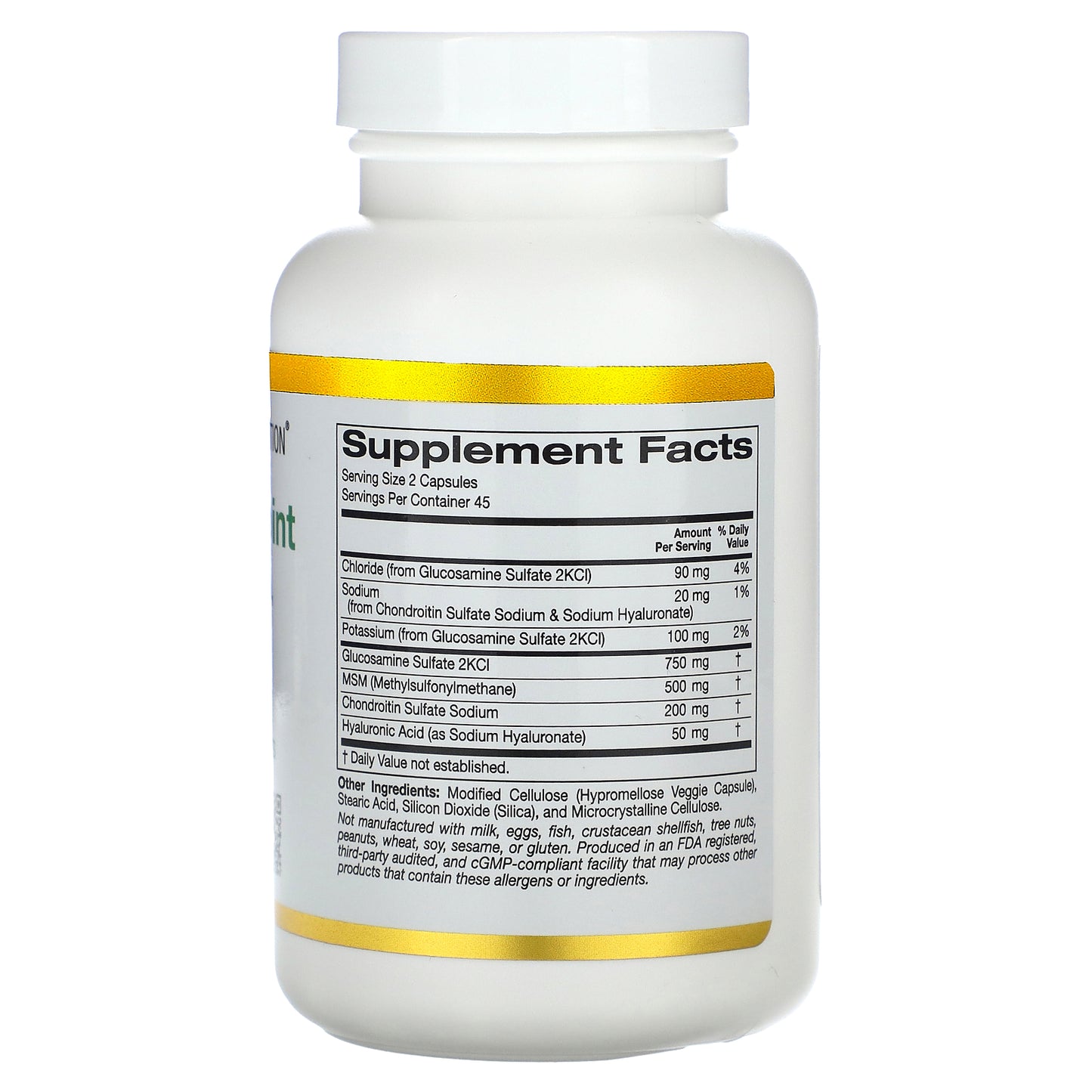 California Gold Nutrition, Total Veggie Joint Support Formula with Glucosamine, Chondroitin, MSM, and Hyaluronic Acid, 90 Veggie Capsules